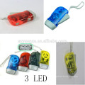 Presse à main dynamo 3 torche led / lampe flash rechargeable / manivelle